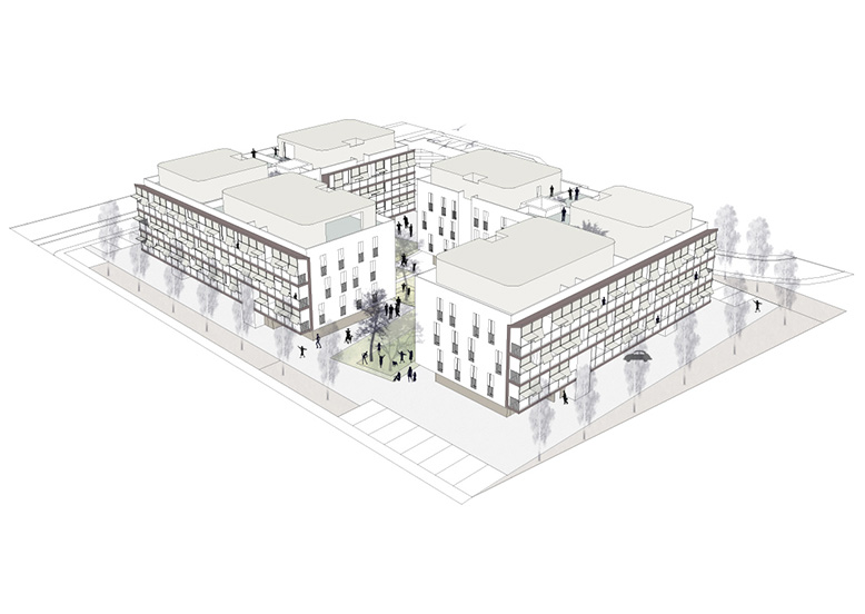 Assonometria di progetto di Machina Architetti Associati: Appartamenti Ghirada a Treviso. 2021